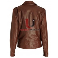 Emma Watson Slim Fit Fancy Brown Leather Jacket