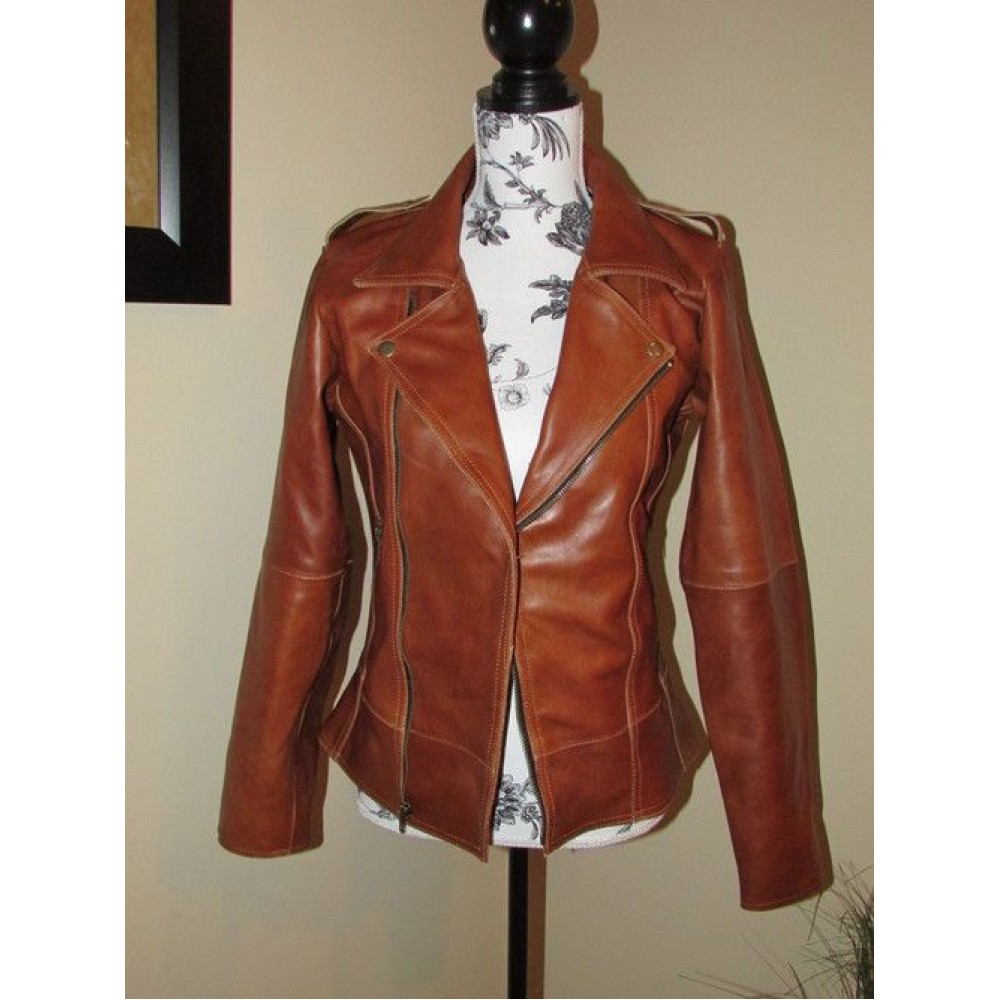 Cognac Brown Leather Jacket