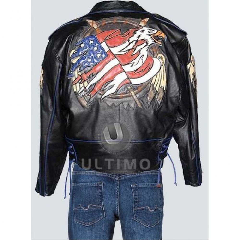 Flag leather Jacket Design on Back