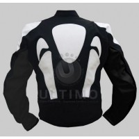 CE Armor Motorcycle Black / White Stylish Genuine Leather Jacket
