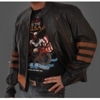 X-MEN Brown Leather Jacket Origins Wolverine Jackman