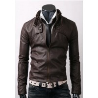 Dark Brown Rider Slim Fit Leather Jacket