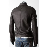 Slim-fit Leather Jacket with Multi Pocket