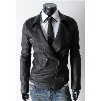 Black Slim fit Multi Pocket Rider Leather Jacket
