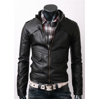 Slim-Fit Black Rider Leather Jacket For Mens