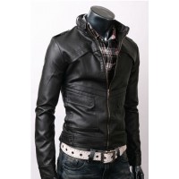 Slim-Fit Black Rider Leather Jacket For Mens