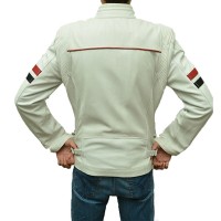 Stylish White Leather Jacket slim fit For Man
