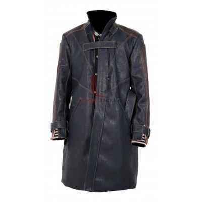 Watch Dogs Game (Aiden Pearce) Black Genuine Leather Long Coat