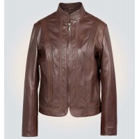 Elle Leather Jacket Brown Color