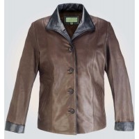 Contrast Brown with Black Leather Jacket