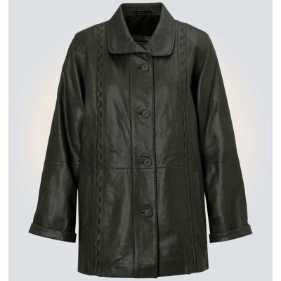 Jenny Leather Coat with Black color 