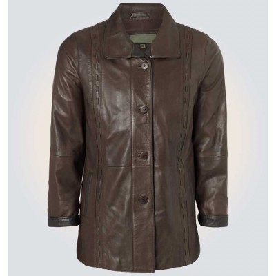 Jenny Brown Leather Coat