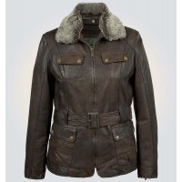 Brown Fur Lara Leather Jacket