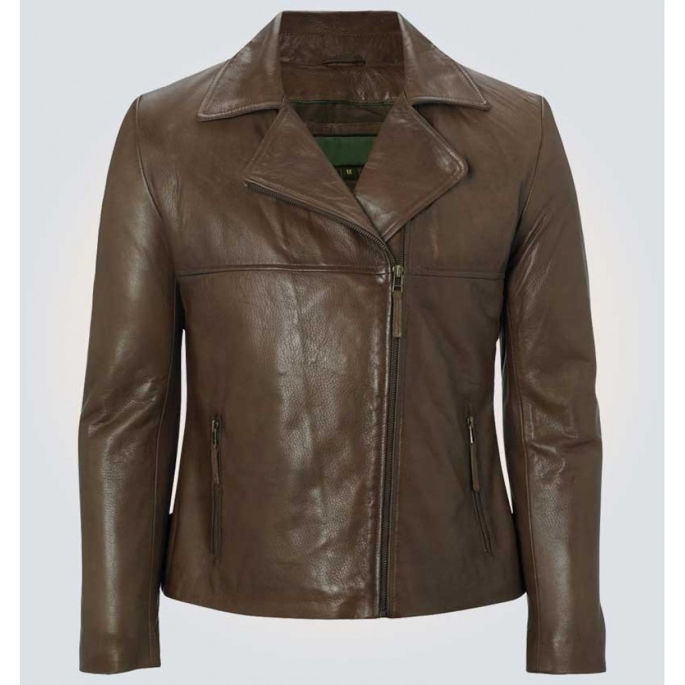 Fancy women Brown Rust Leather Jacket