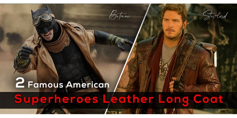 2 Famous American Superheroes Leather Long Coat