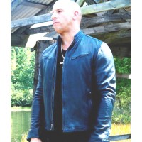 Fast And Furious 7 Vin Diesel Navy Blue Leather Jacket