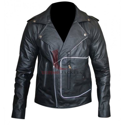 T Birds Grease Black Jhon Travolta Danny Zuko Leather Jacket