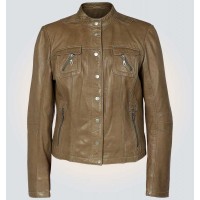 Joy Leather Jacket In Red And Brown