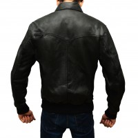 Dark Black Real Leather Jacket For Men