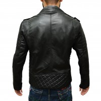 Motorcycle Stylish Black Leather Jacket For Men Slim Fit