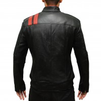 Motorcycle Black And Red Leather Jacket Slim Fit For Men
