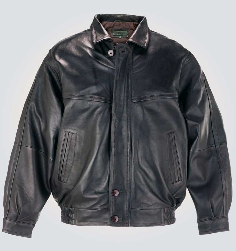 Black Blouson Gents Bomber Leather Jacket