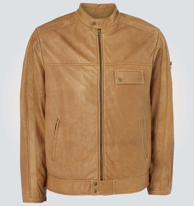 Stylish Light Brown Genuine Leather Jacket